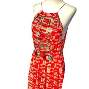 Fuchsia Christophe Sauvât Maxi Dress with Floral Embroidery embroidered chest